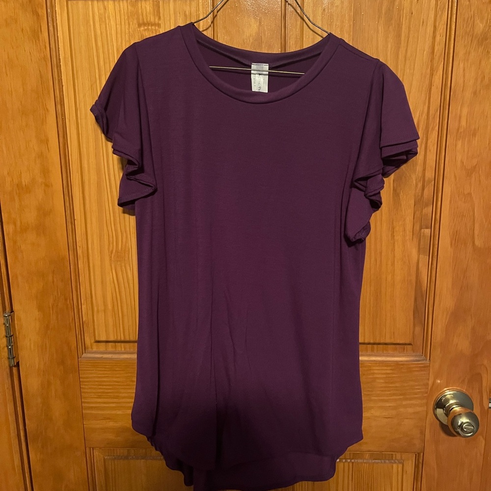 Purple short sleeve blouse